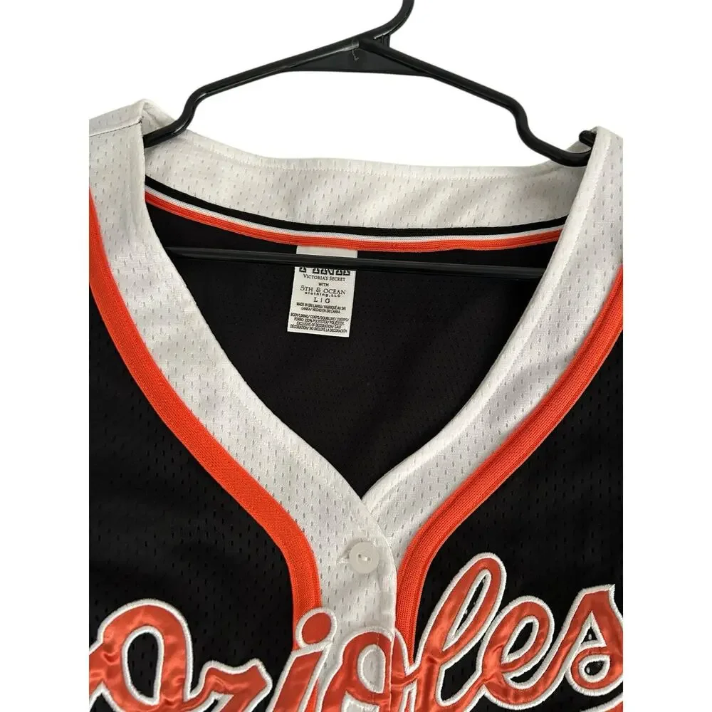 Baltimore Orioles MLB PINK by Victoria's Secret Black Jersey Women's Large Rare